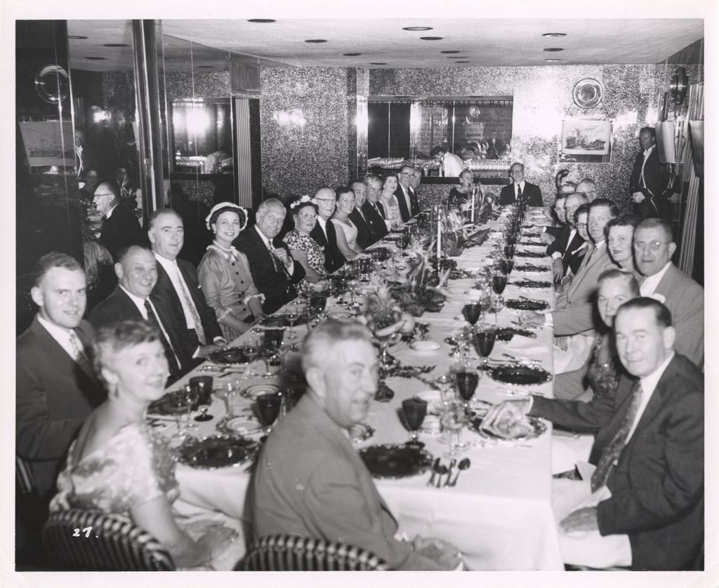 Miniature of Richard J. Daley, Eleanor Daley, and others at a banquet