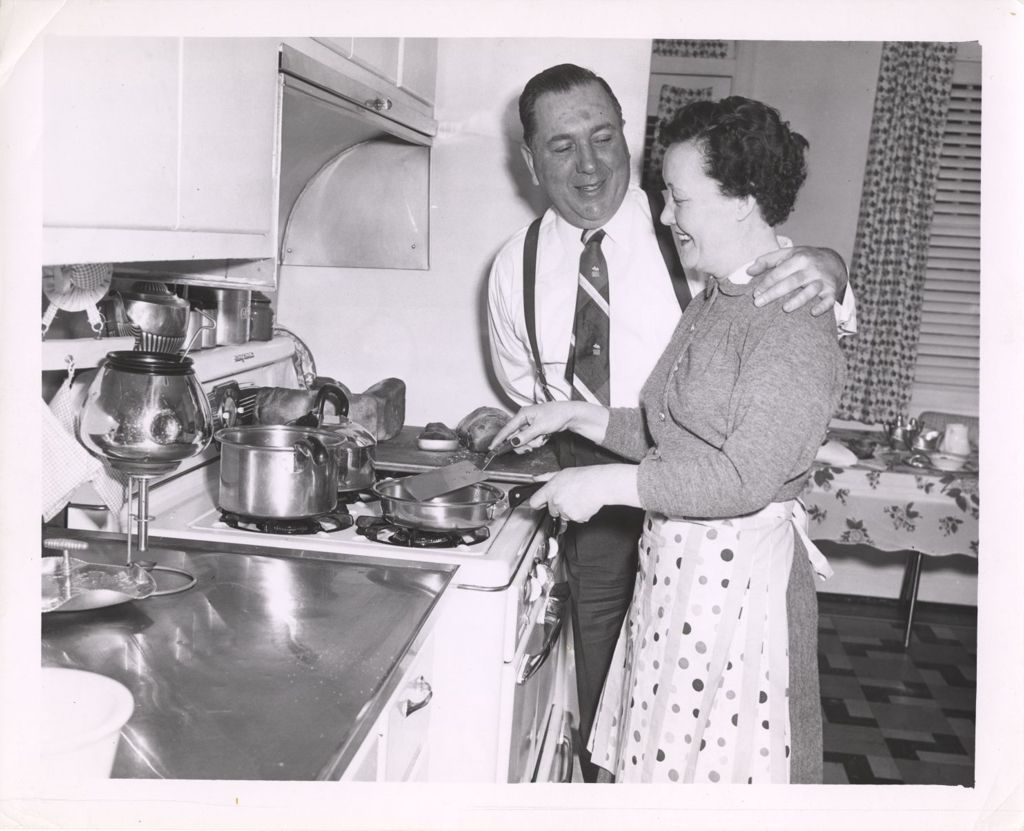 Miniature of Richard J. Daley and Eleanor Daley in their kitchen