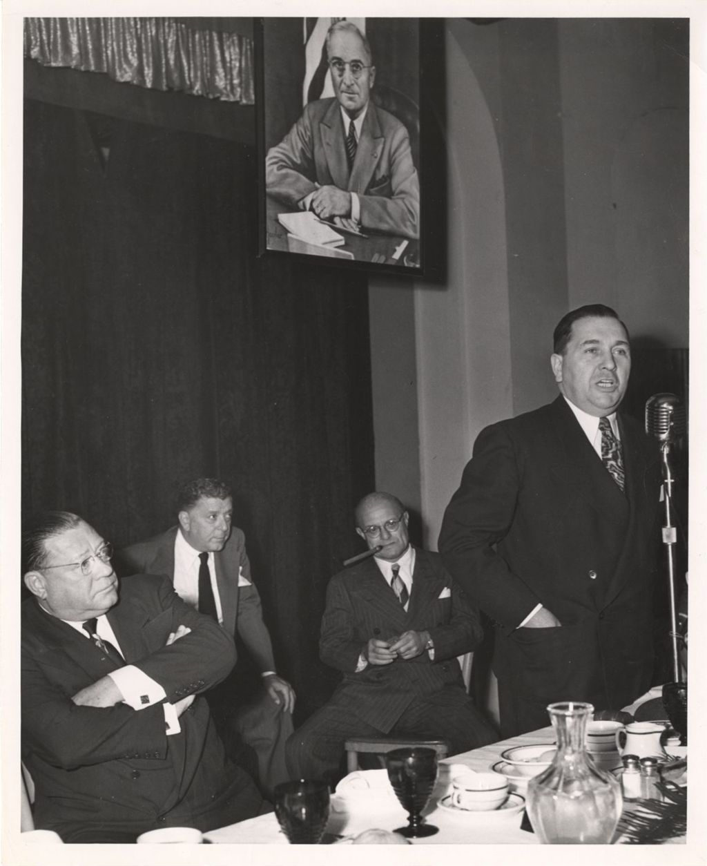 Miniature of Richard J. Daley speaking at Lucas luncheon