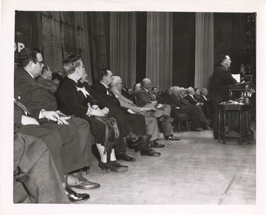 Miniature of Richard J. Daley speaking at a Democratic Party meeting