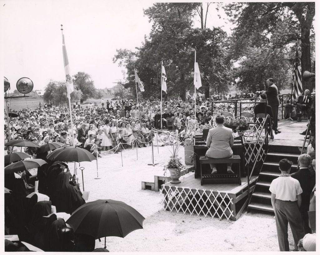 Miniature of Richard J. Daley speaking at an outdoor event
