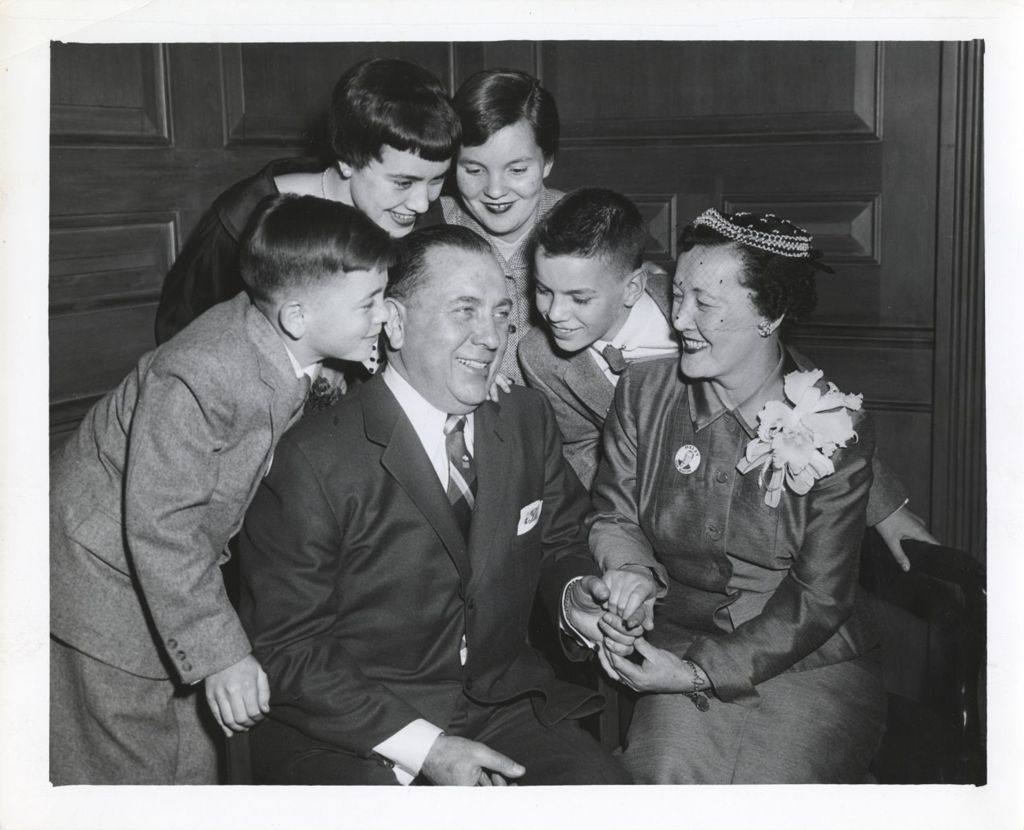 Miniature of Richard J. Daley and family on election night