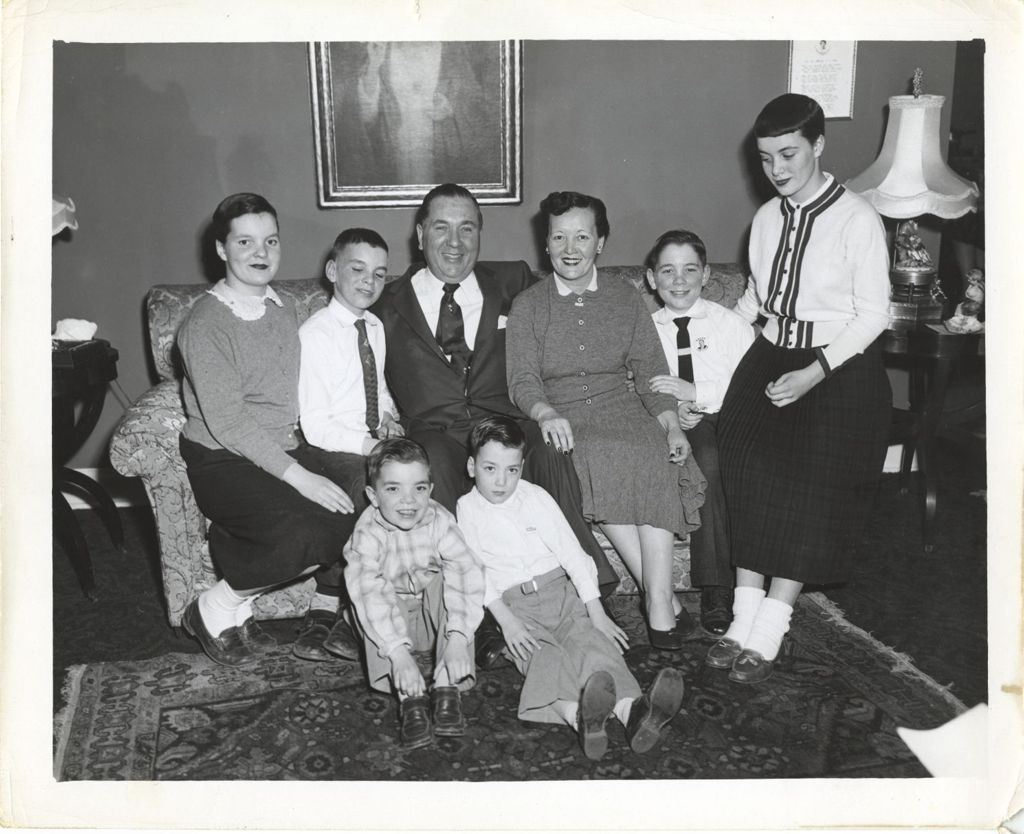 Miniature of Daley Family portrait on a sofa