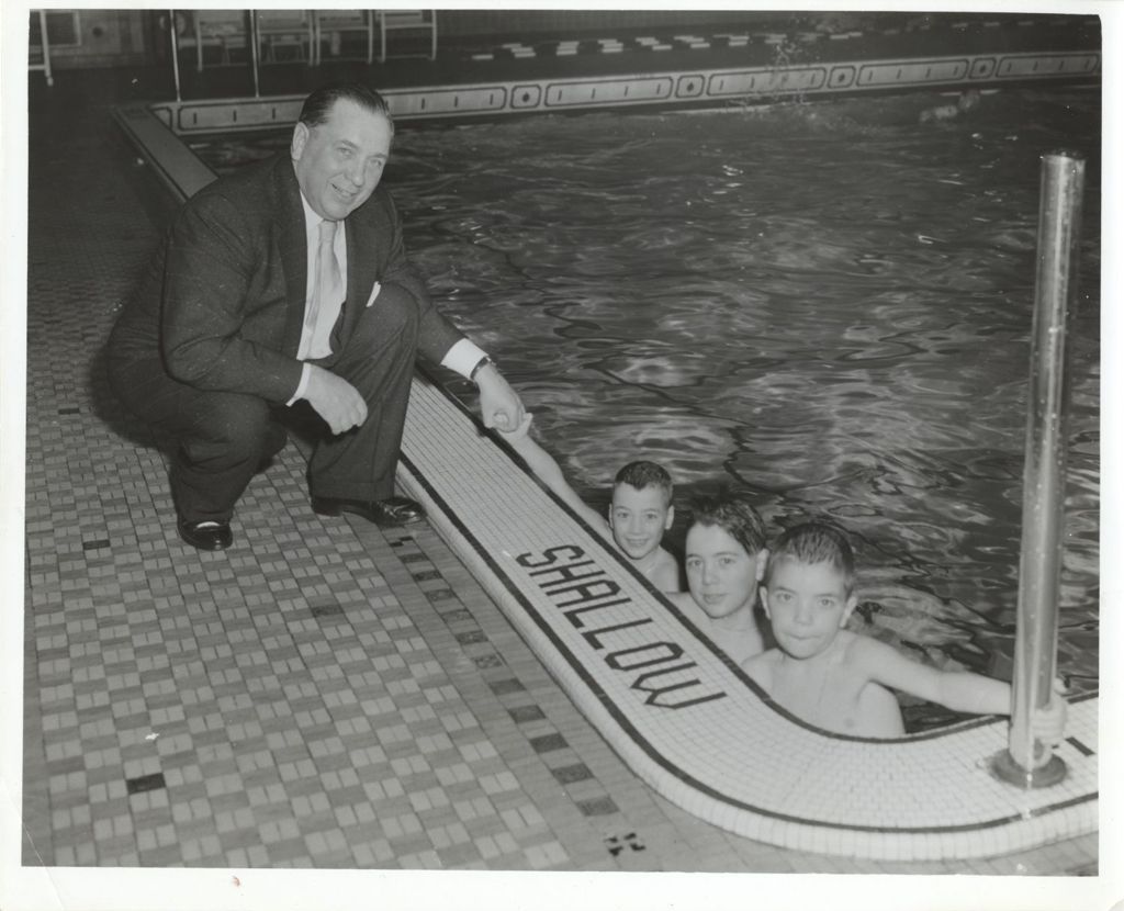 Miniature of Richard J. Daley and sons at the Lake Shore Club pool