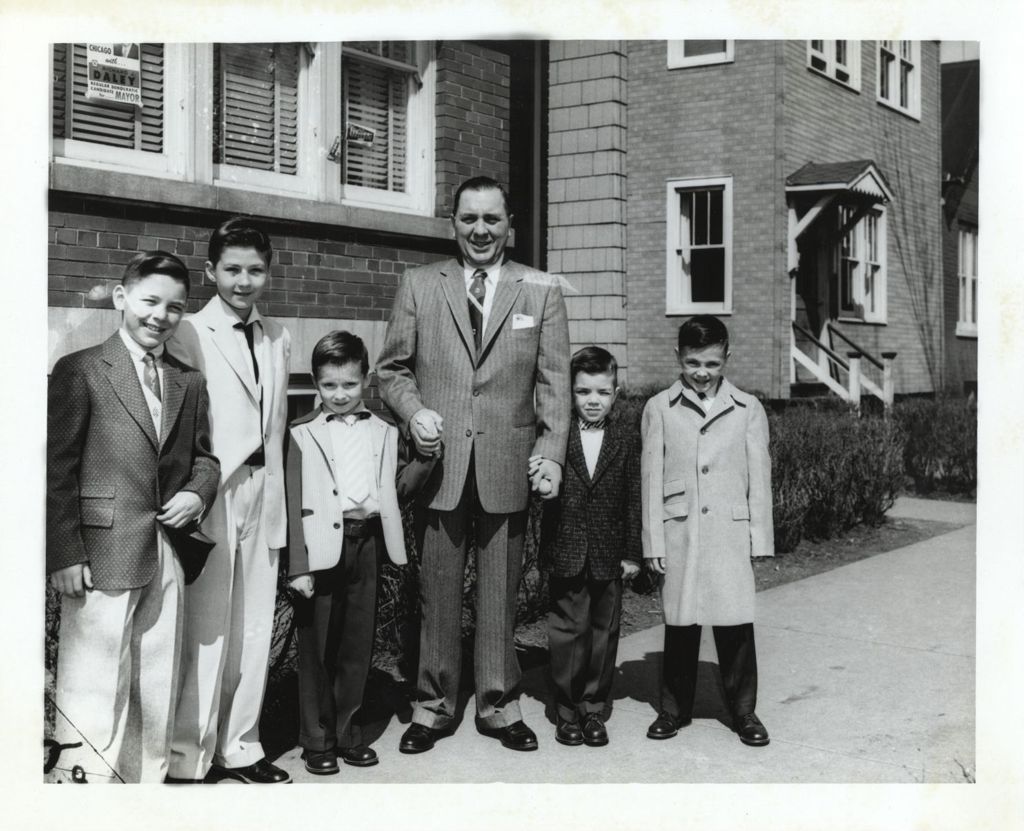 Miniature of Richard J. Daley with neighborhood boys