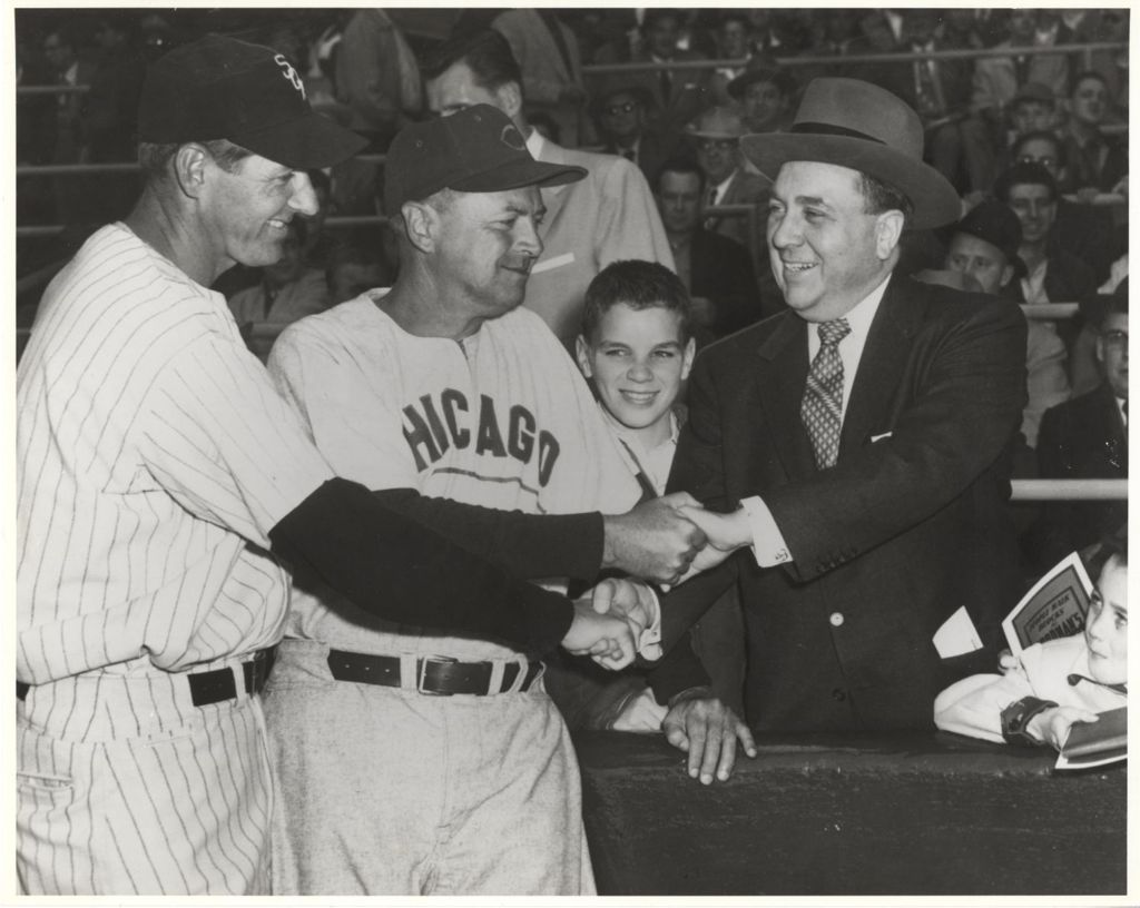 Richard J. Daley with White Sox manager and Cubs pilot