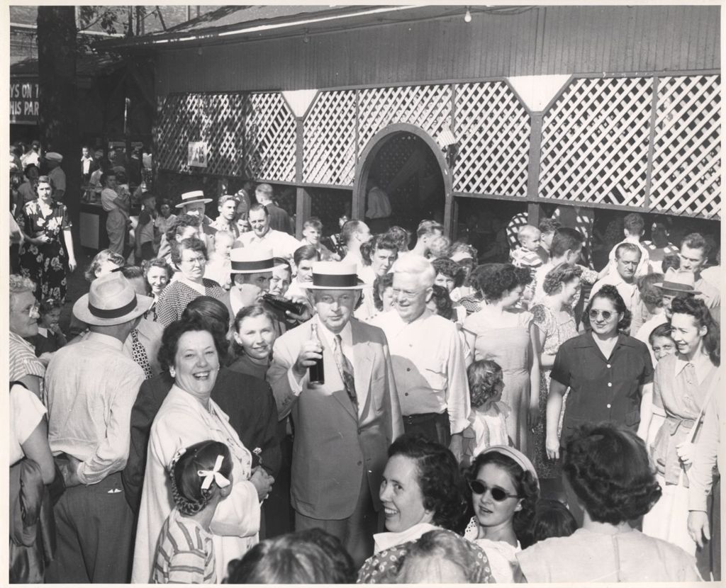 Miniature of Martin Kennelly socializing in crowd at 11th Ward Picnic