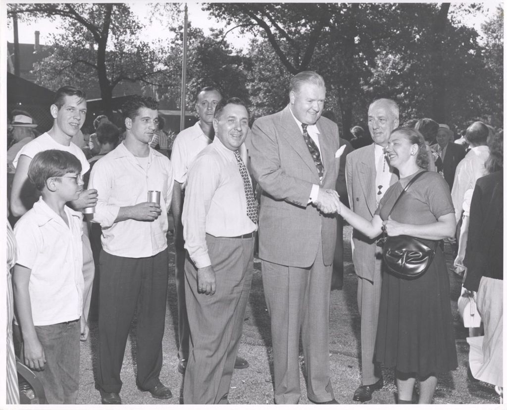 Miniature of 11th Ward Picnic, Richard J. Daley with group