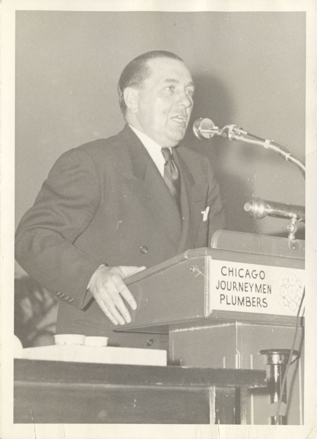 Miniature of Richard J. Daley speaking to the Chicago Journeymen Plumbers Union