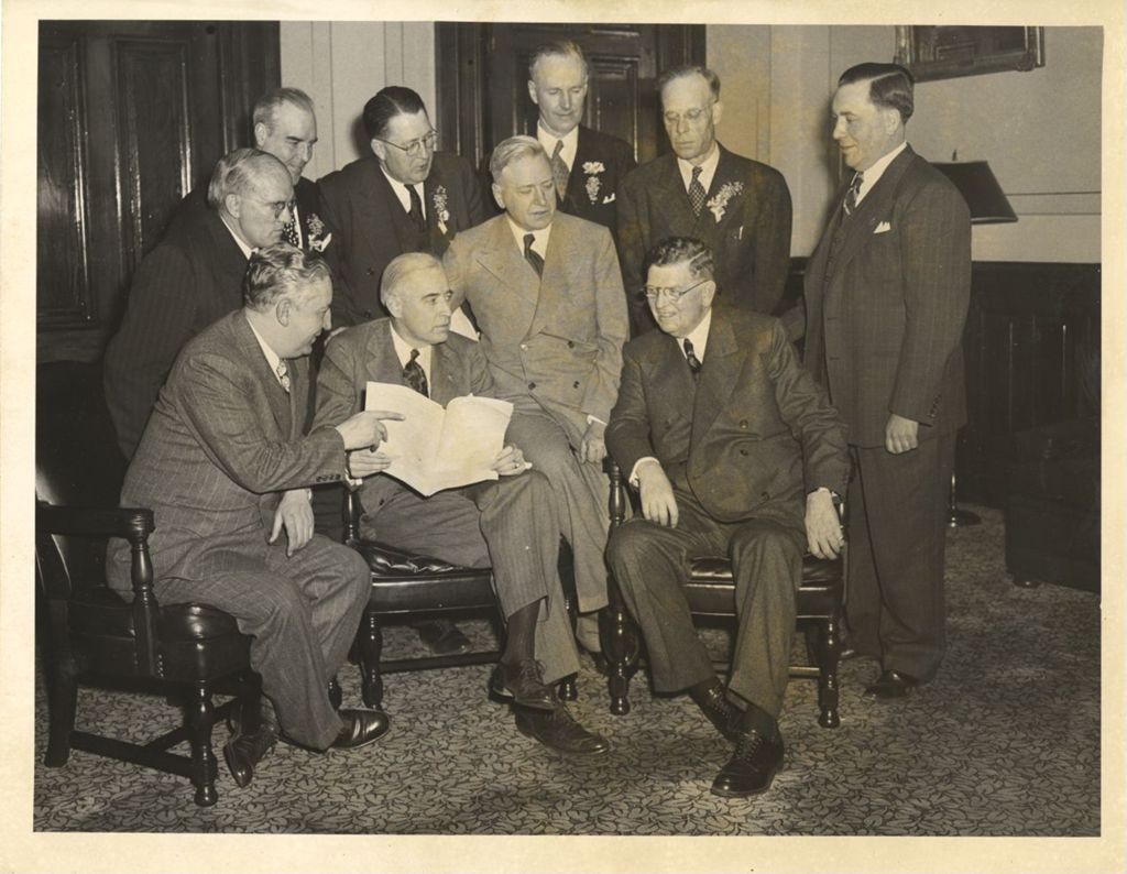 Mayor Edward J. Kelly with a group of men