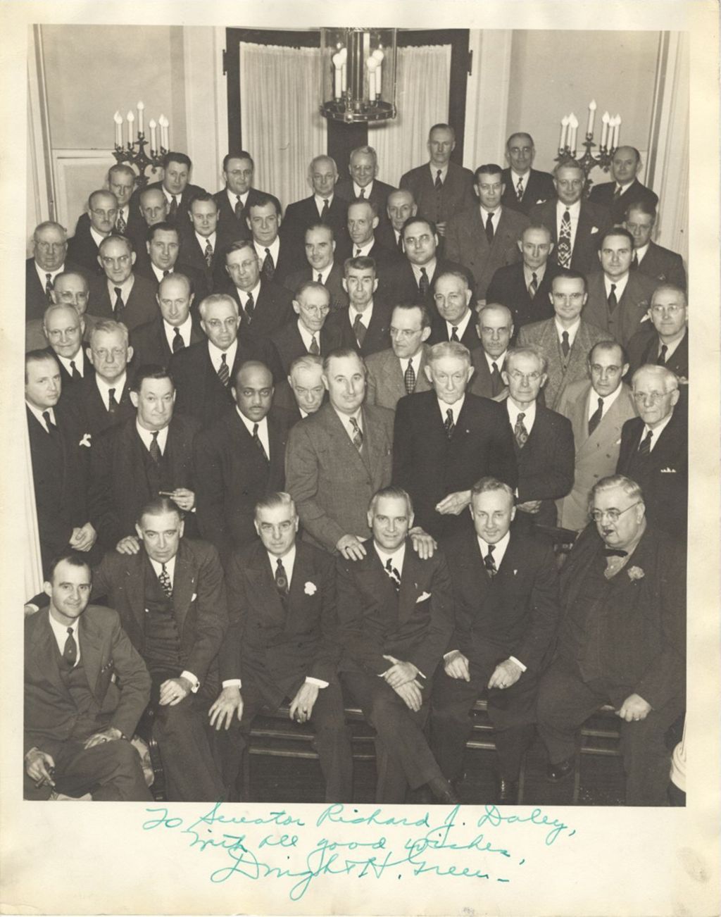 Illinois Governor Dwight H. Green with a group of legislators