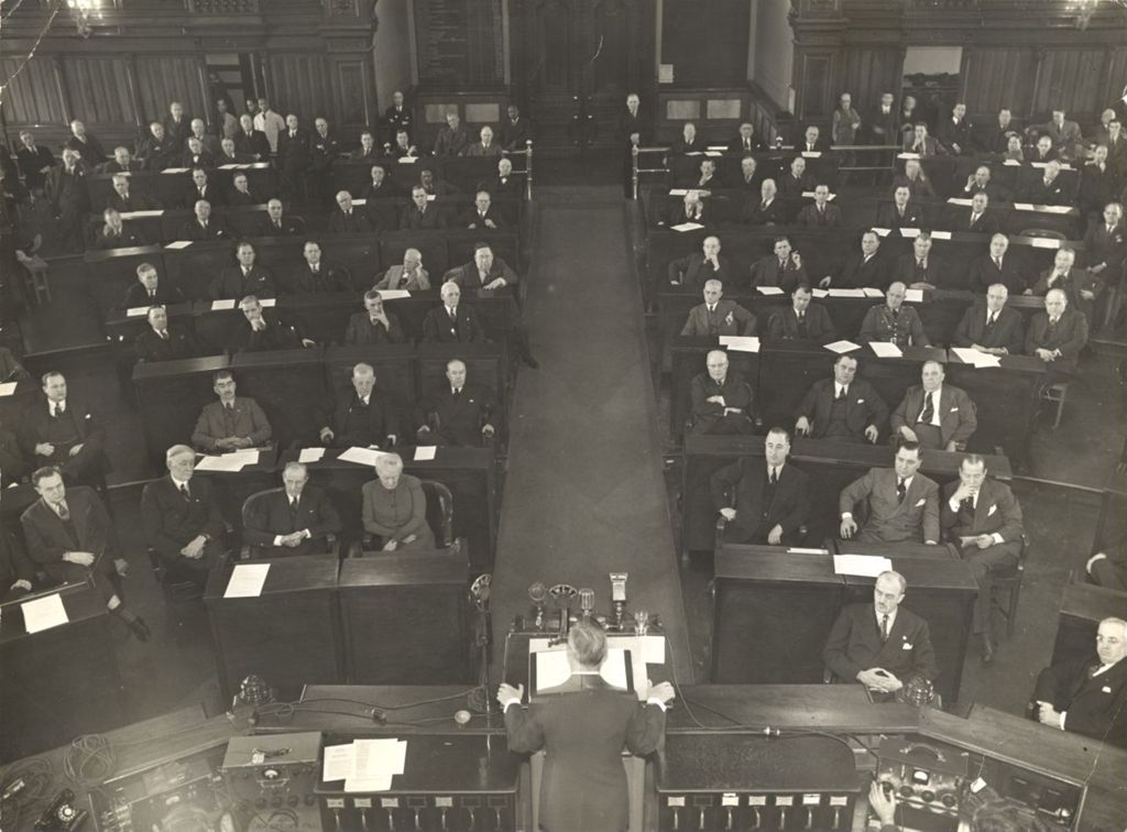 Dwight H. Green addresses the Illinois State Assembly