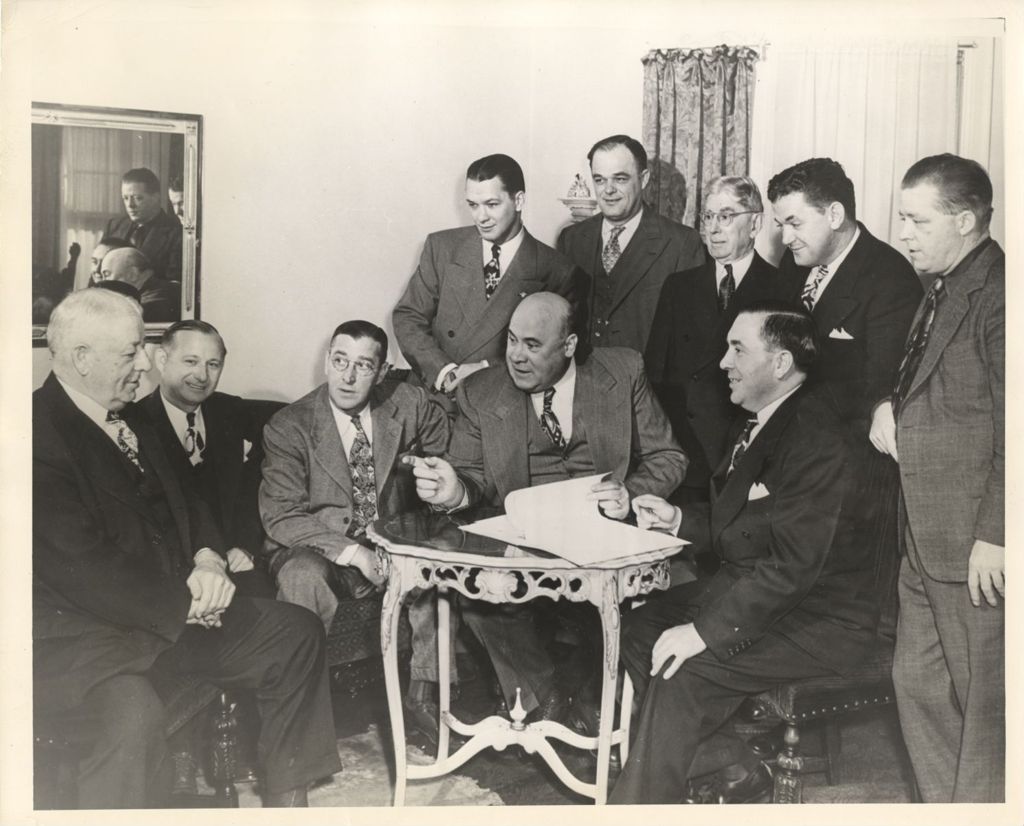 Richard J. Daley with Hugh "Babe" Connelly and others