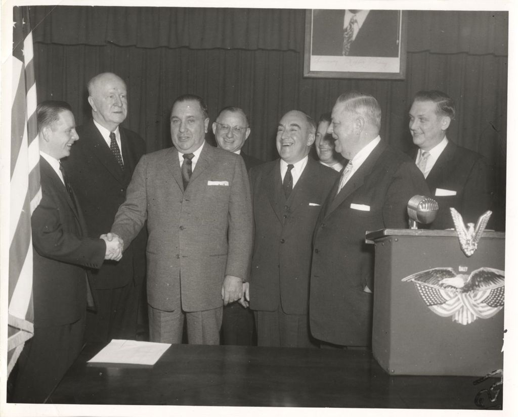 Miniature of Richard J. Daley with 11th Ward officials