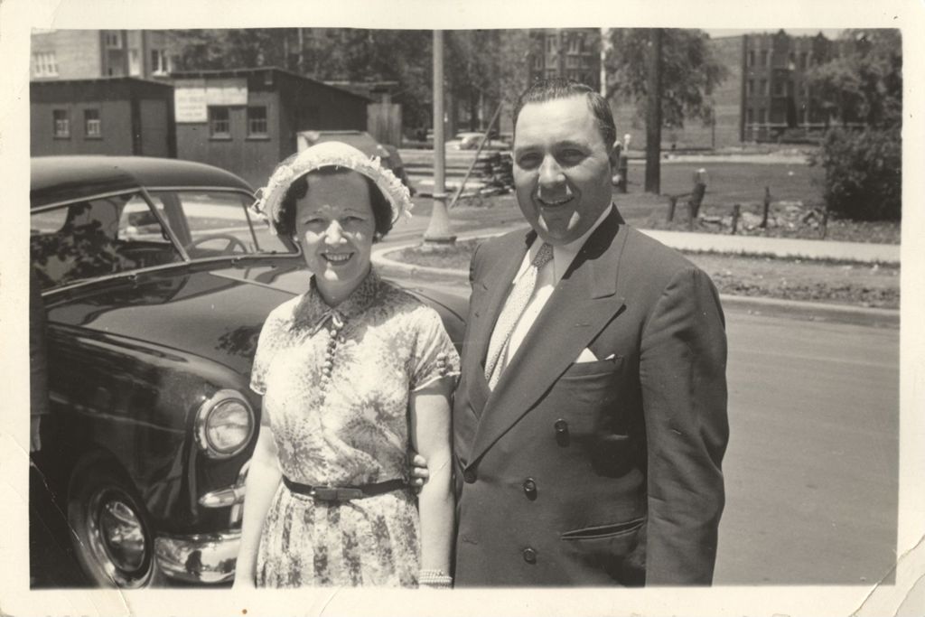 Eleanor Daley and Richard J. Daley outside near their car