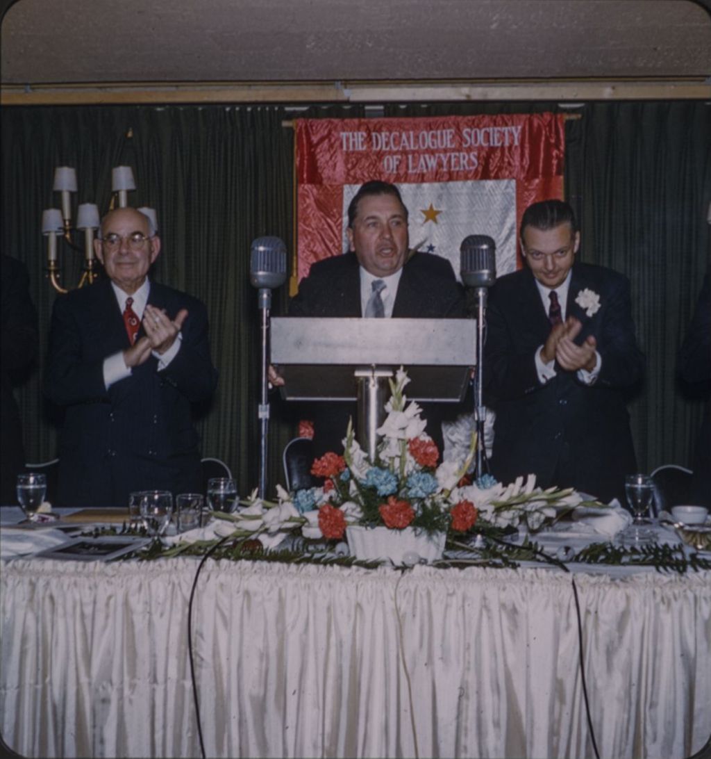Miniature of Stereoscopic slide of Decalogue Society of Lawyers banquet