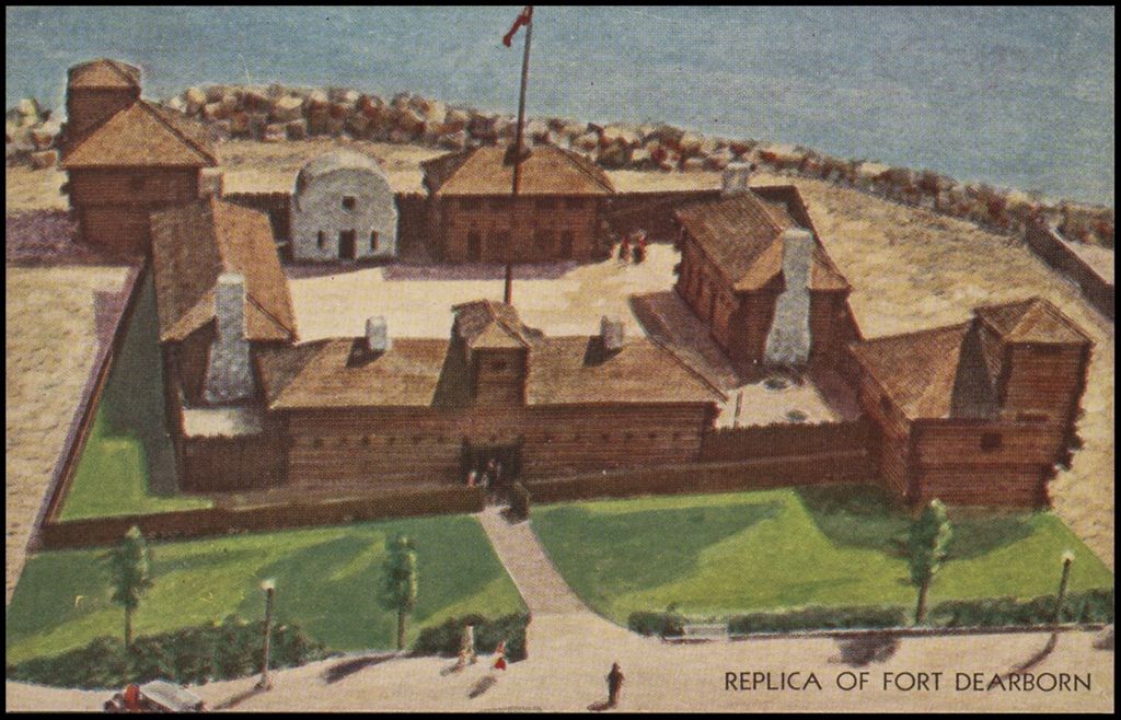 Replica of Fort Dearborn, Woods Series 1 (postcard 9) 1933-1934