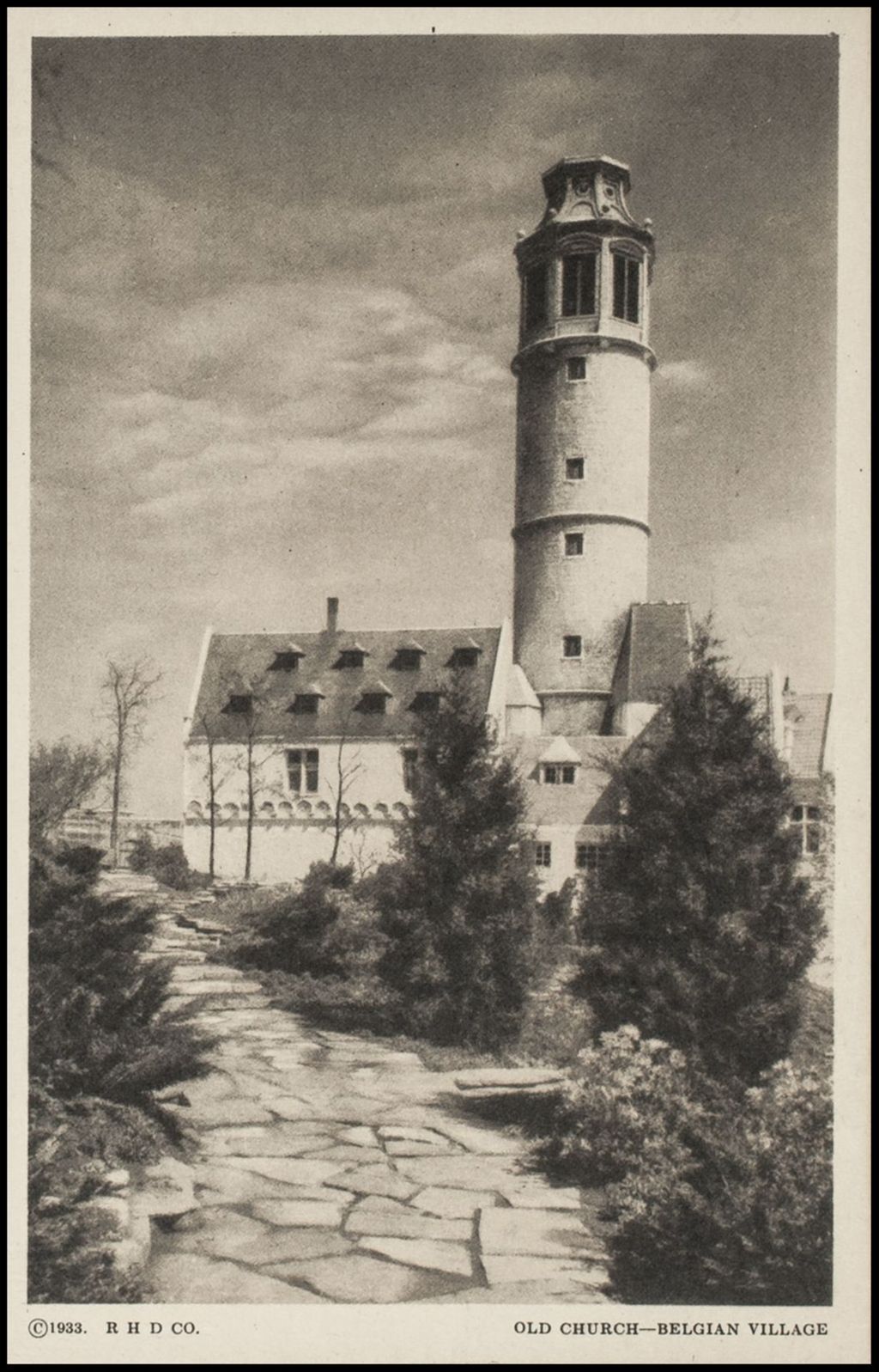 Old Church, Belgian Village, Woods Series 2 (postcard 10) 1933-1934