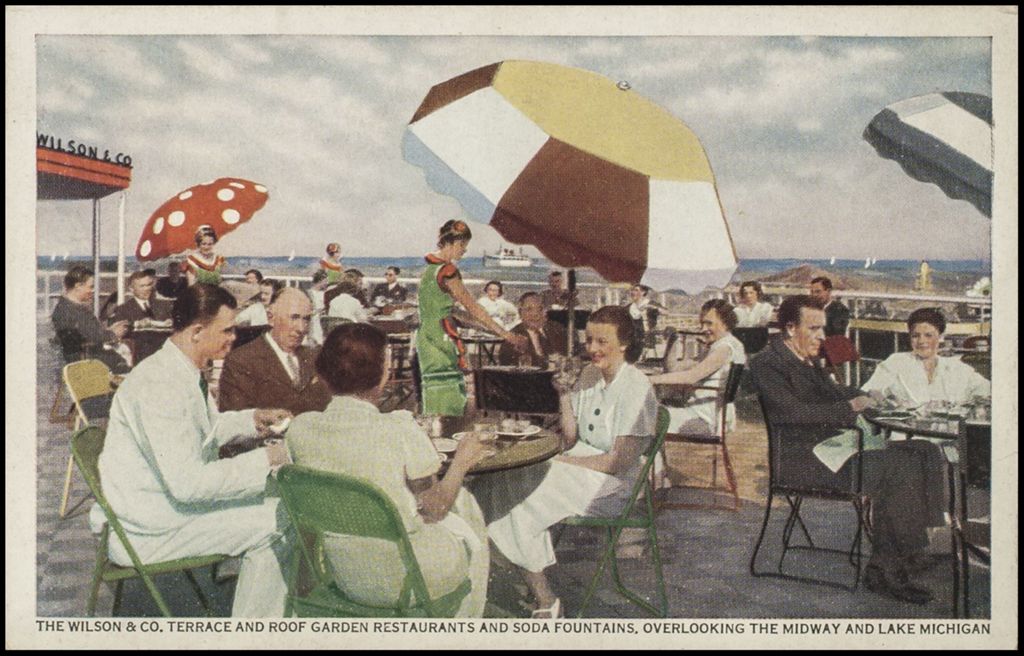 Miniature of The Wilson and Company, terrace and roof garden restaurants and soda foutains, overlooking the Midway and Lake Michigan (postcard) 1933-1934