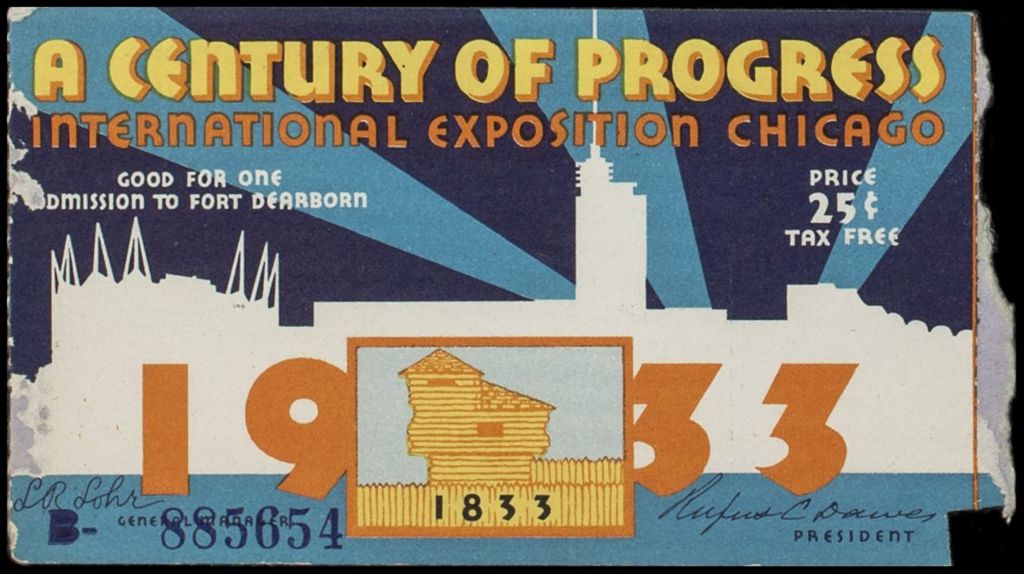 Two Century of Progress admission tickets "Good for one admission to Fort Dearborn"