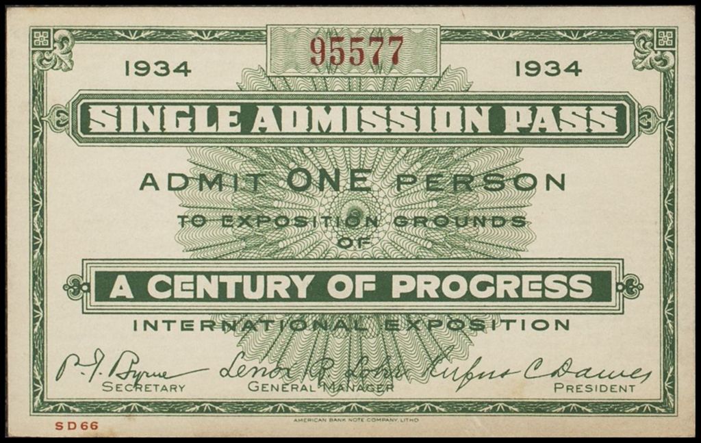 Miniature of Century of Progress single admission passes, 1934