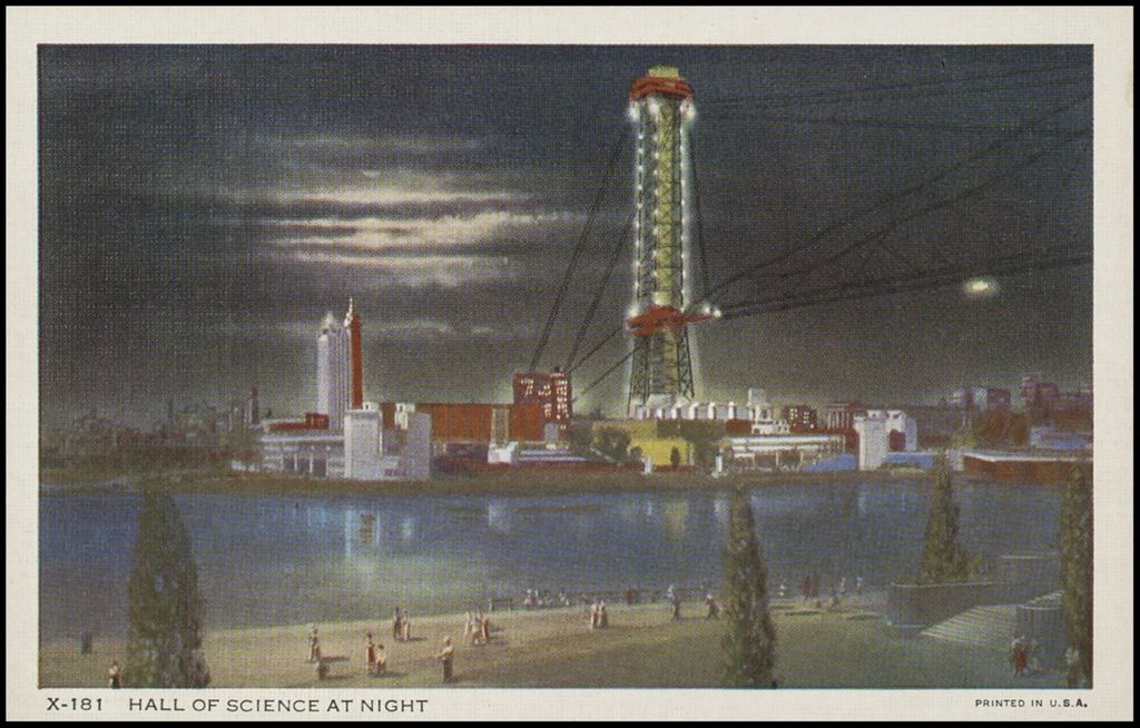 Miniature of Hall of Science at night, Woods Series 1 (postcard 8) 1933-1934