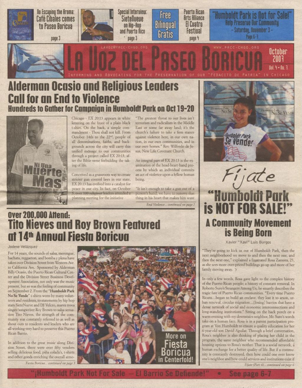 La Voz del Paseo Boricua; October 2007; vol. 4, no. 7 (Selected pages)