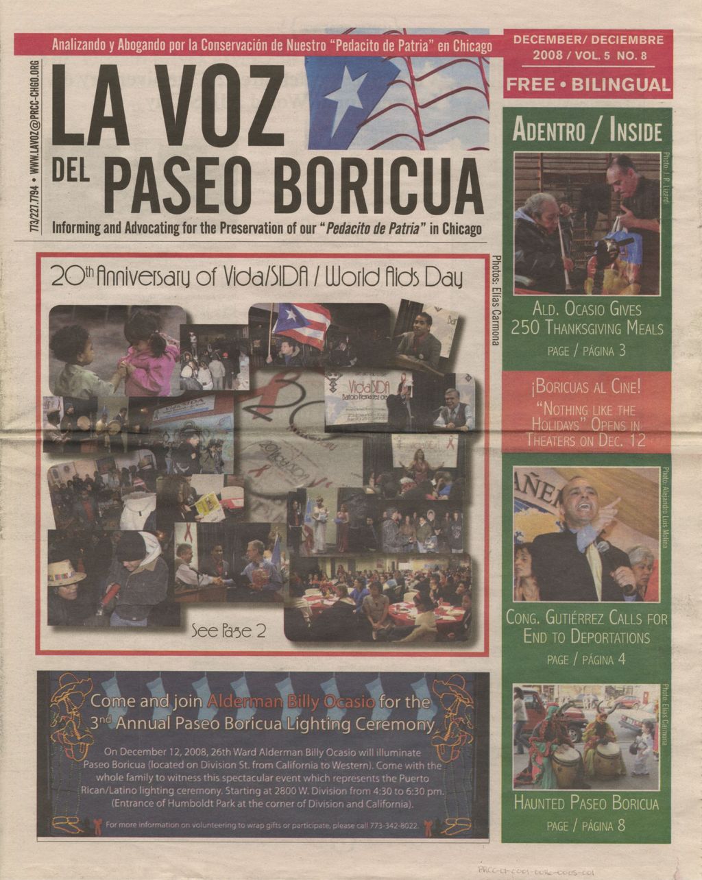 Miniature of La Voz del Paseo Boricua; December 2008; vol. 5, no. 8