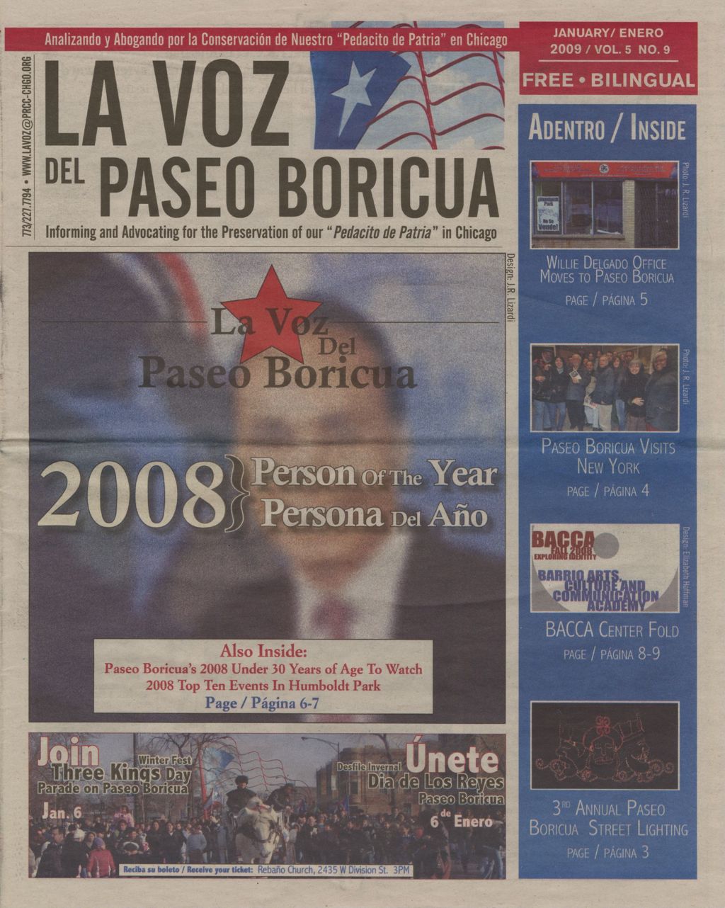 La Voz del Paseo Boricua; January 2009; vol. 5, no. 9 (selections)