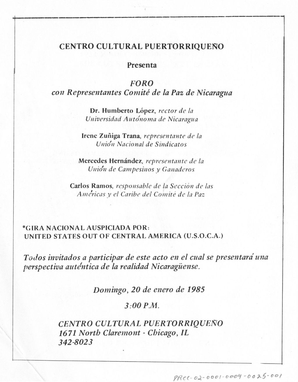 Miniature of FORO con Representantes Comité de la Paz de Nicaragua
