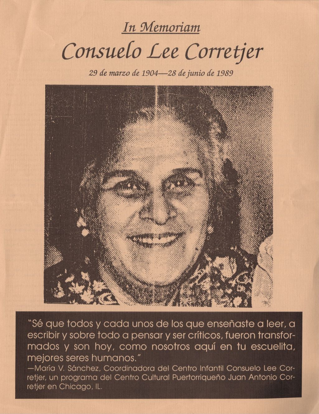 Miniature of In Memoriam, Consuelo Lee Corretjer