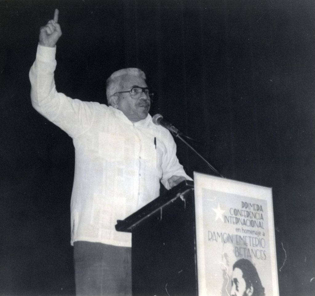 Miniature of Political speech at conference in honor of Ramón Emeterio Betances y Alacán, a founder of the Puerto Rican independence movement
