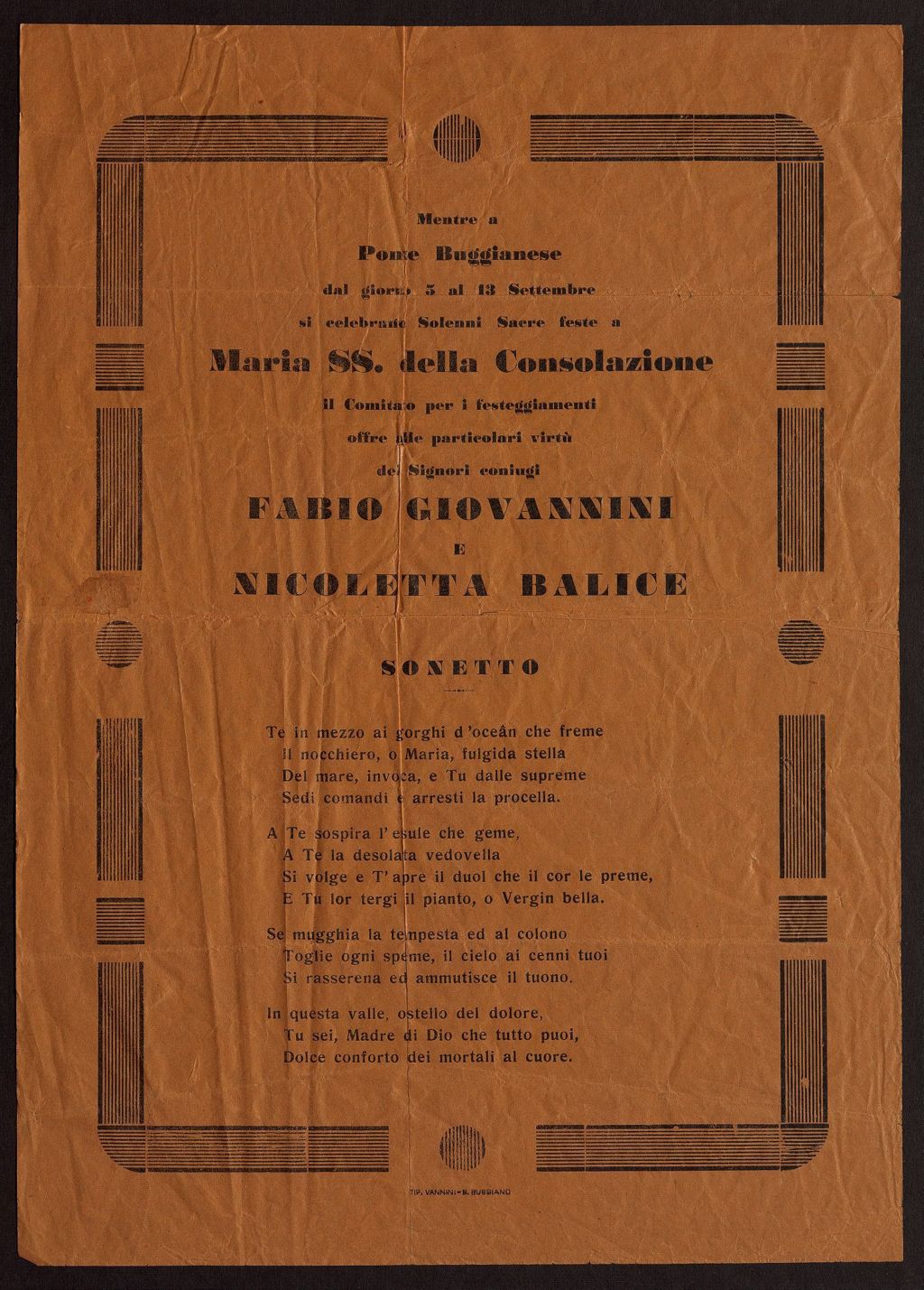 Miniature of Valiani, Maria. Handbill. (Folder 640)