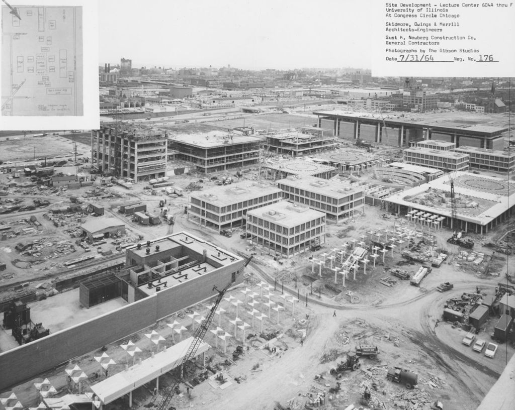 Campus view during construction, University of Illinois at Chicago Circle