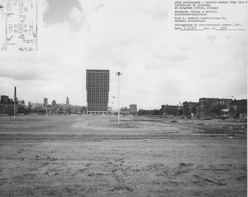 Site preparation and University Hall, University of Illinois at Chicago Circle