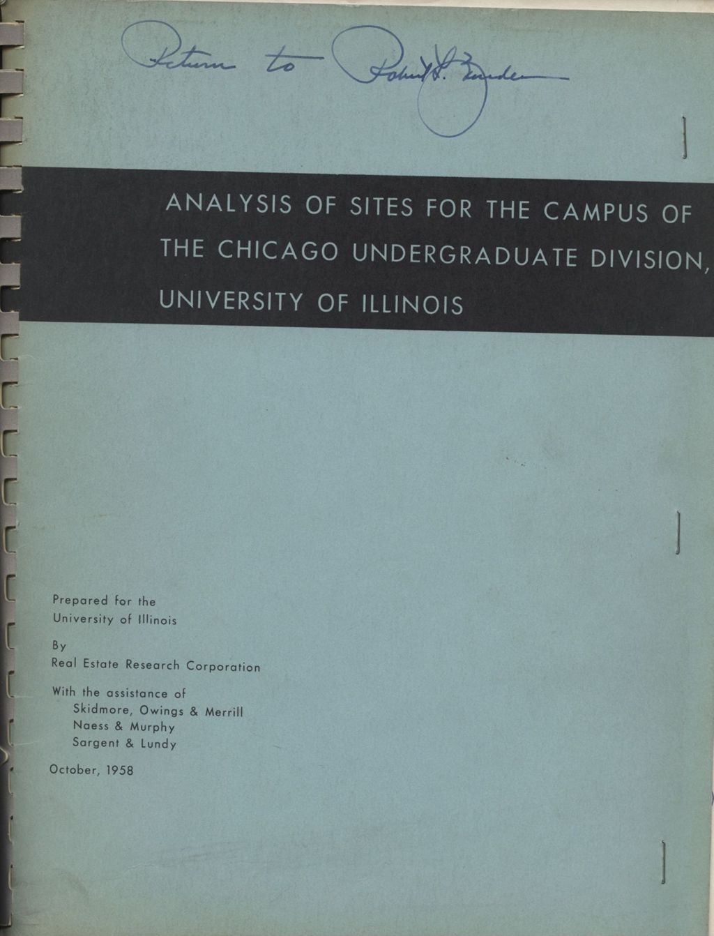 Analysis of Sites for the Campus of the Chicago Undergraduate Division, University of Illinois