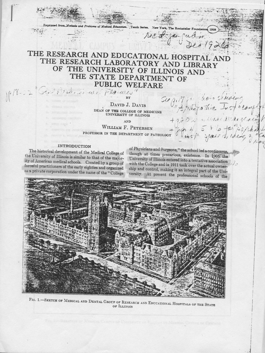 The Research and Educational Hospital and the Research Laboratory and Library of the University of Illinois and the State Department of Public Welfare