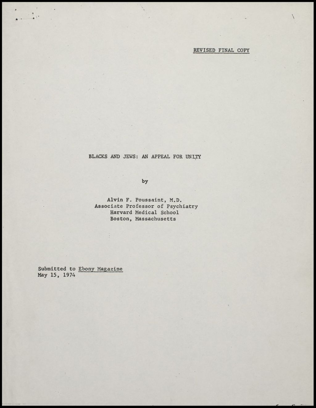 Miniature of Alvin Poussaint - articles, 1974 and 1966 (Folder 16)