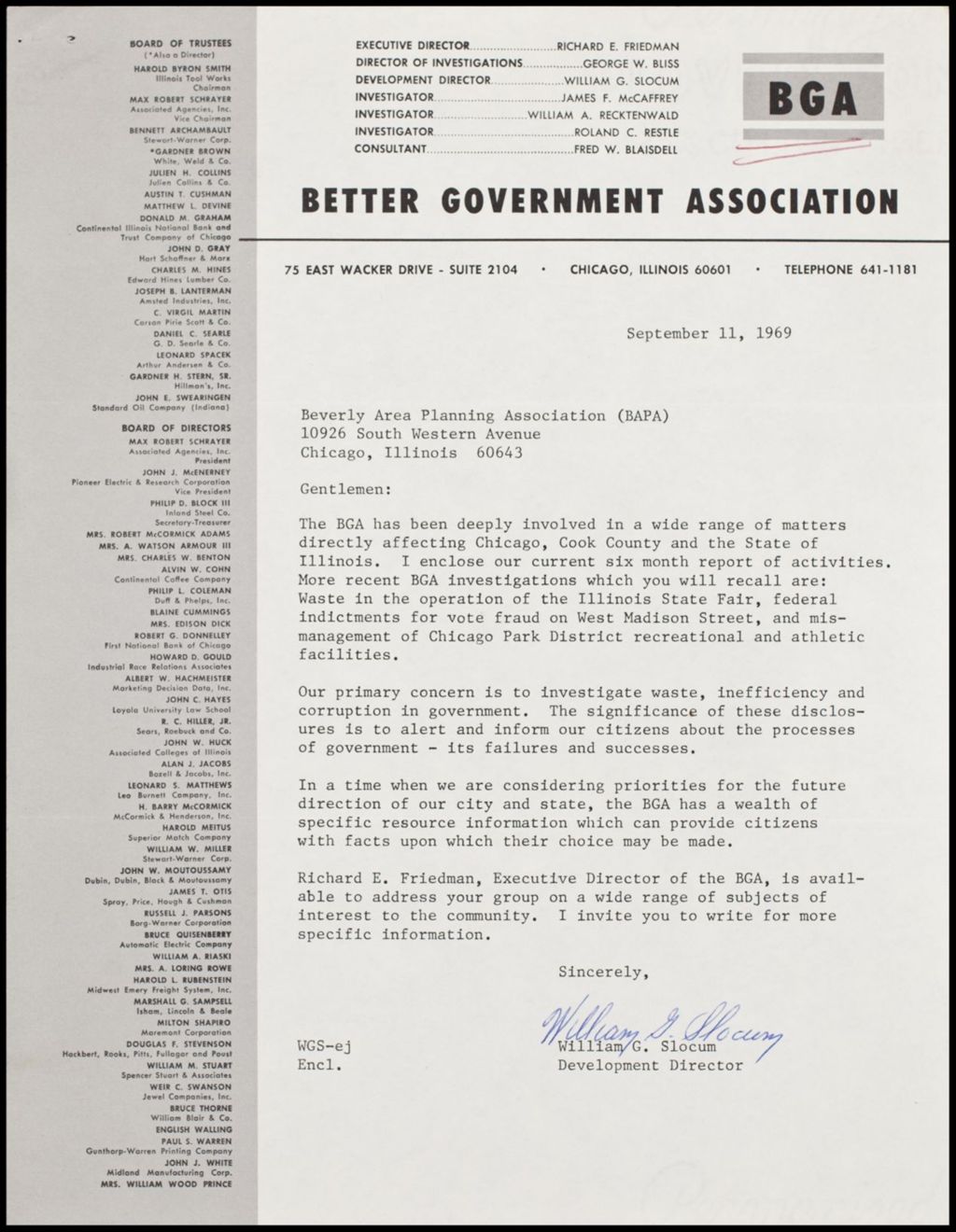 Miniature of Better Government Association, 1969 (Folder 5)
