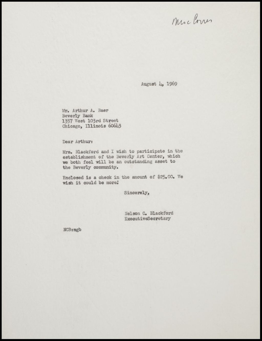 Miniature of Correspondence, General, 1969 (Folder 78)