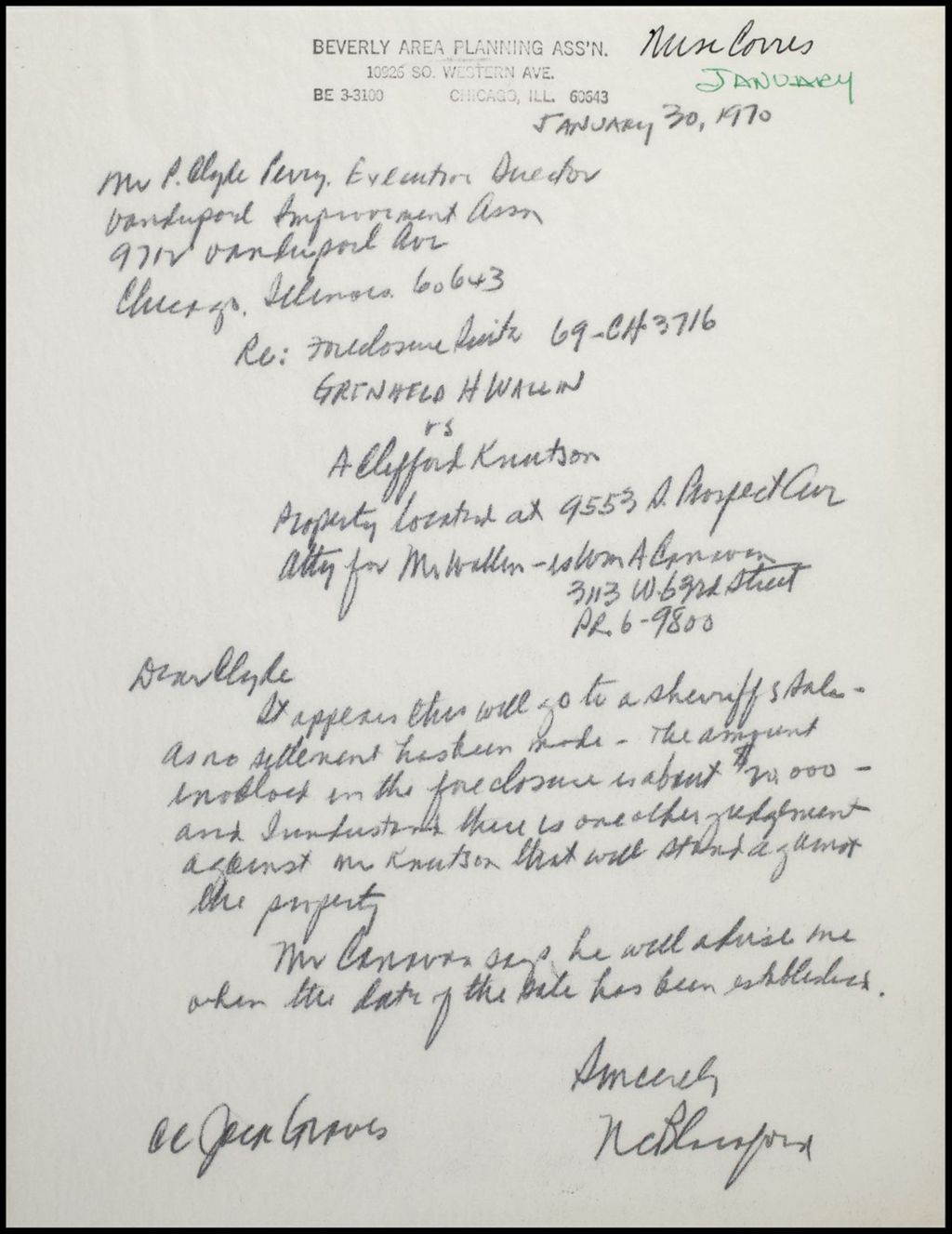 Miniature of Correspondence, General, 1970 (Folder 81)