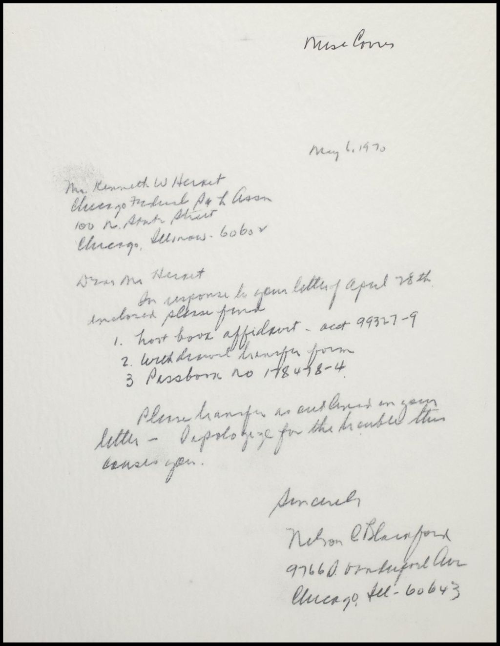 Correspondence, General, 1970 (Folder 82)