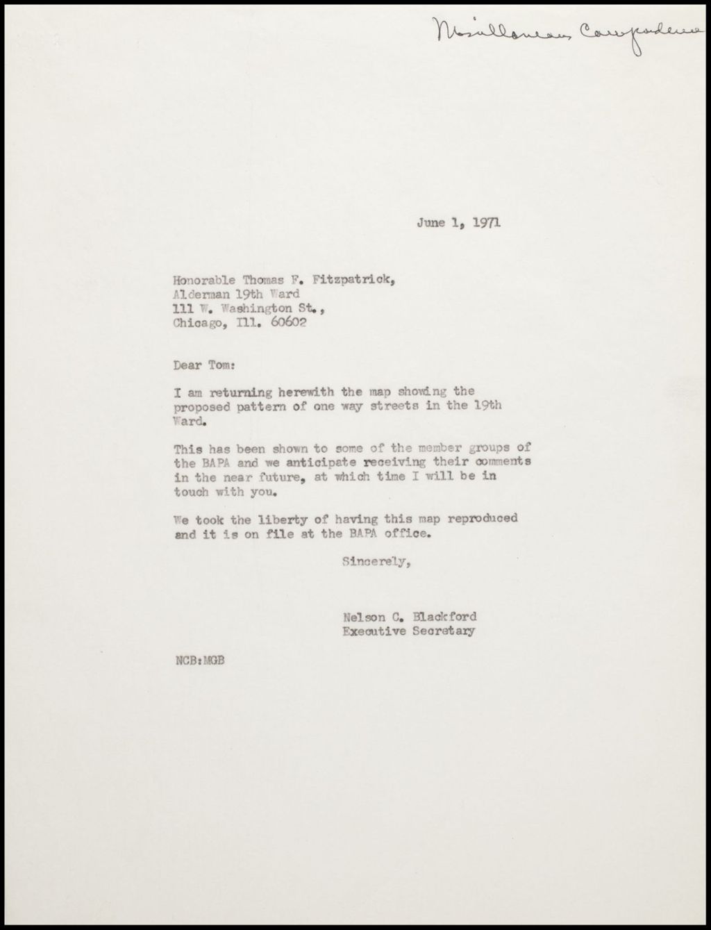 Miniature of Correspondence, General, 1971 (Folder 88)