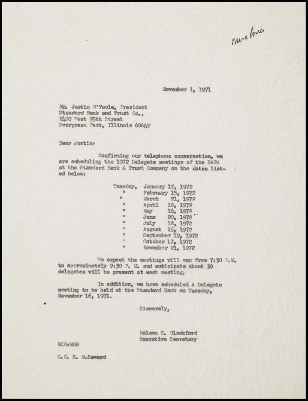 Miniature of Correspondence, General, 1971 (Folder 90)