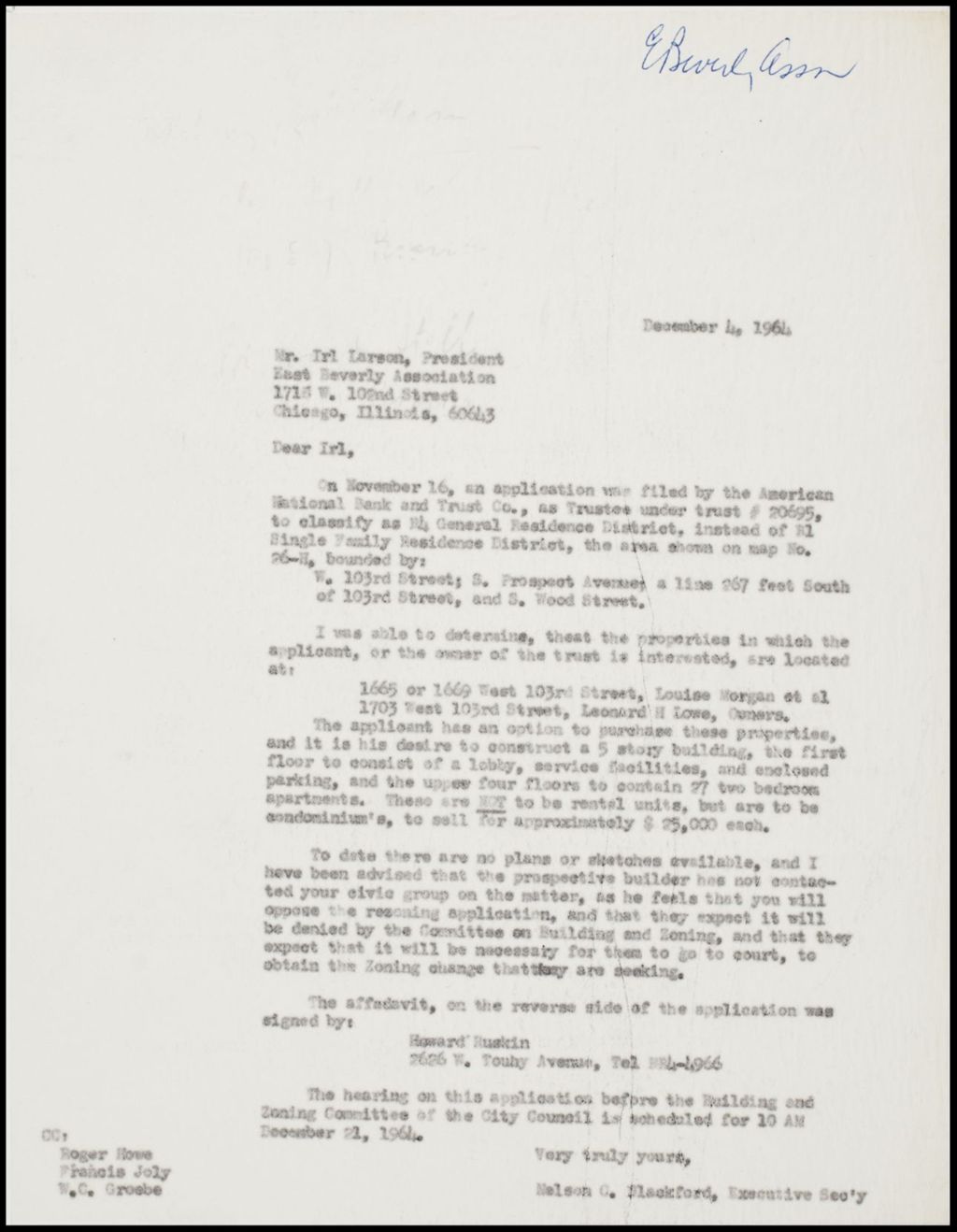 Miniature of East Beverly Association - correspondence, 1964-1966 (Folder 94)