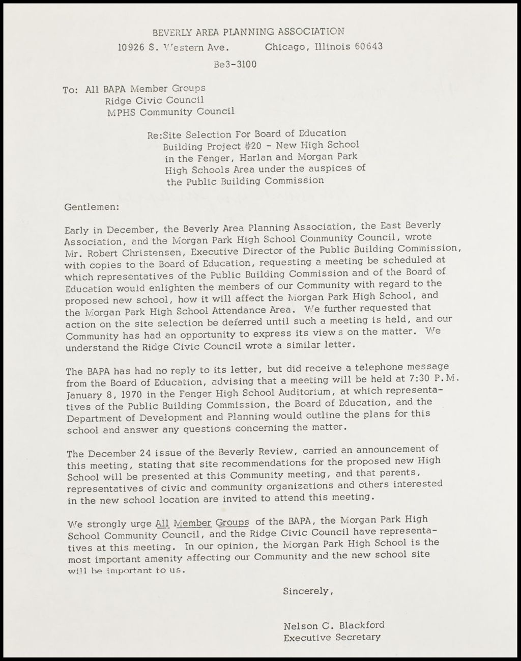East Beverly Association - correspondence, 1970-1972 (Folder 97)