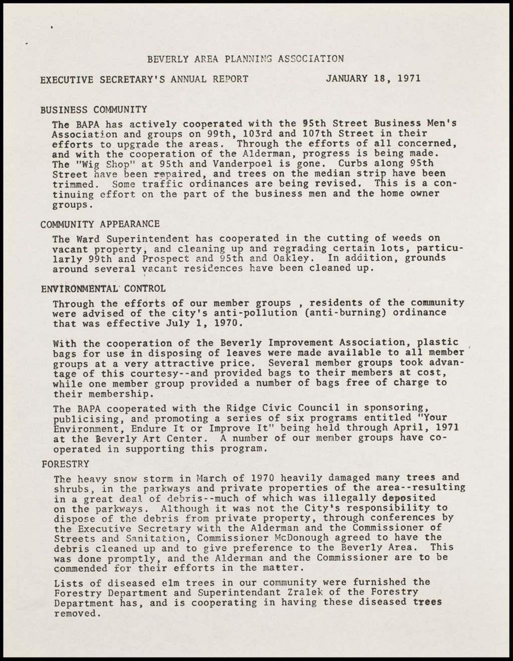 Executive Secretary's reports, 1971-1972 (Folder 106)