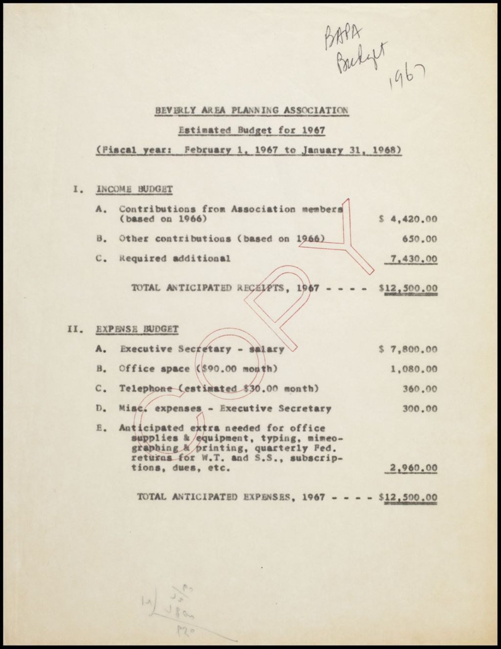 Miniature of Financial records - budget (Folder 107)
