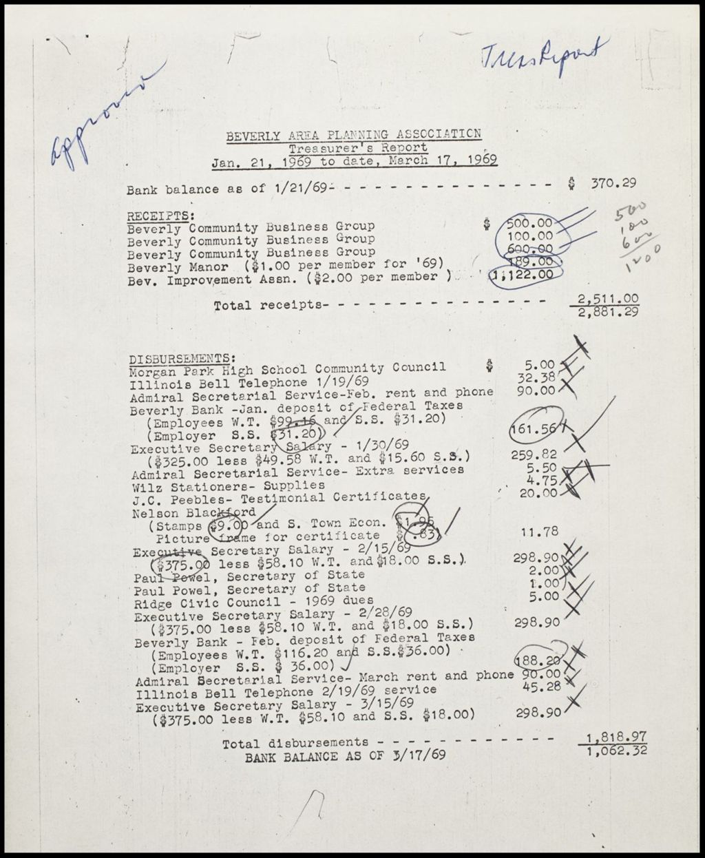 Miniature of Financial records - treasurer - reports, 1969-1971 (Folder 117)