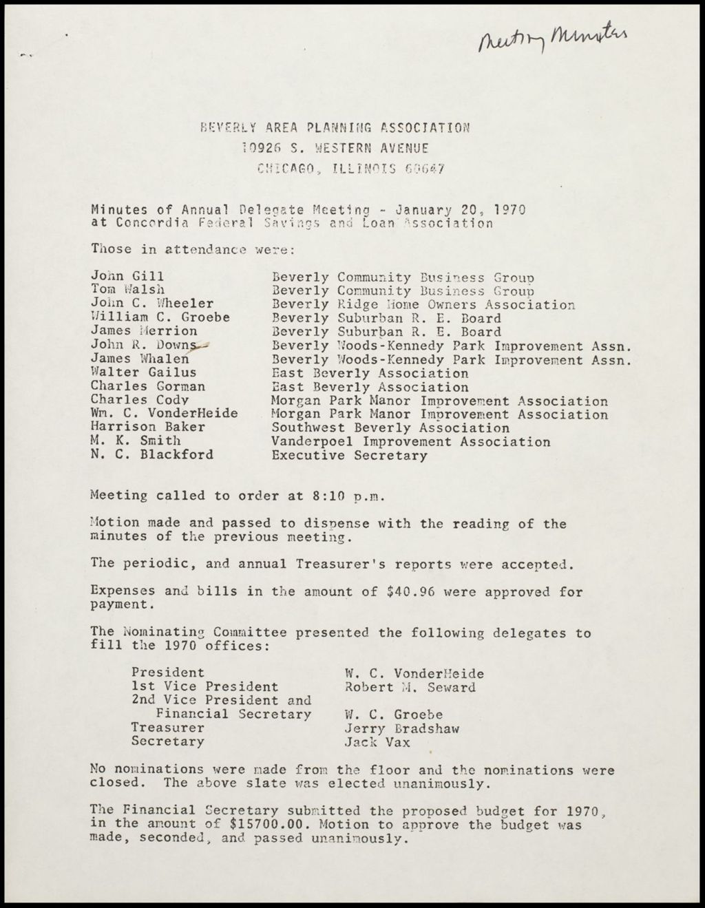 Meeting - minutes, 1971-1972 (Folder 138)